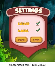 Pause menu scene pop up with sound music and buttons Game ui complete menu of graphical user interface GUI to build 2D games Casual Game 
