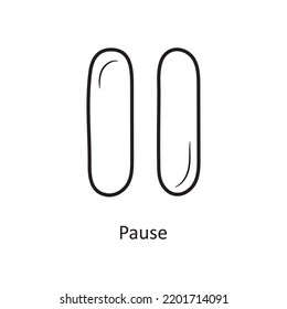 Pausar la ilustración Diseño de iconos de esquema. Símbolo de control de medios sobre archivo EPS 10 de fondo blanco