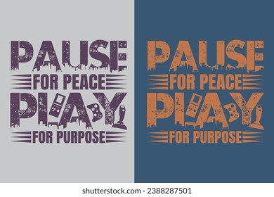 Pause For Peace Play For Purpose, Gamer Boy Shirt, Funny Gamer Tee, Gamer Gifts, Gifts for Boy, Gaming Gifts for Dad