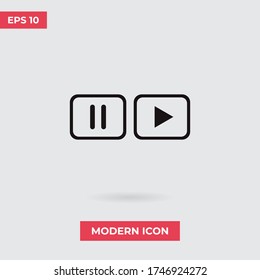 Pause, play button vector icon, simple sign for web site and mobile app.