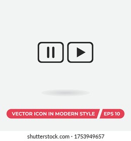 Pause, play button vector icon, simple sign for web site and mobile app.