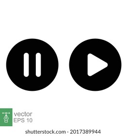 Pause and play glyph icon. Simple solid style. Button, sign, round, for video and audio speaker symbol. Vector illustration EPS 10