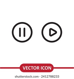 Pause and Play icon vector. Media player button sign simple liner illustration on white background..eps
