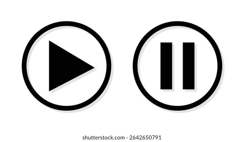 Pause to play icons or symbols in flat style vector illustration