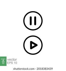 Pause and play line icon. Simple outline style. Button, sign, round, for video and audio speaker symbol. Vector illustration EPS 10