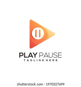 Pause Play Logo Illustration Colorful Gradient Vector Design