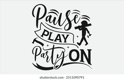 Pause Play Party On - Labor Day with custom T-shirt designs featuring vibrant illustrations, clipart, and detailed line art. Perfect for apparel, prints, and more. Instant download available.
