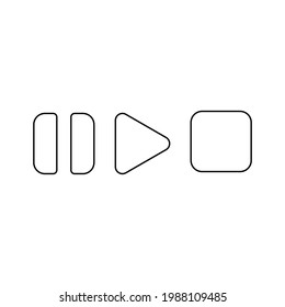 Pause, play and stop icons on white background