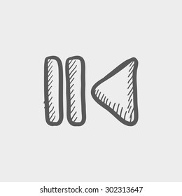 Pause and playback button sketch icon for web and mobile. Hand drawn vector dark grey icon on light grey background.