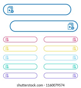 Pause playlist icons in rounded color menu buttons. Left and right side icon variations.