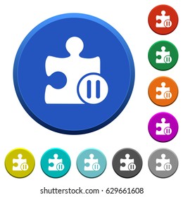 Pause plugin round color beveled buttons with smooth surfaces and flat white icons