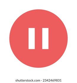 Pause red color icon vector symbols, sign isolated on white background design.