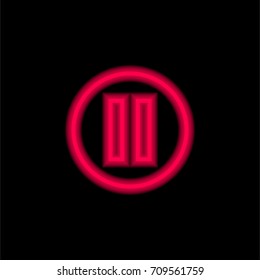 Pause red glowing neon ui ux icon. Glowing sign logo vector