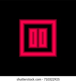 Pause red glowing neon ui ux icon. Glowing sign logo vector