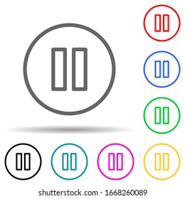 pause sign in a circle multi color style icon. Simple thin line, outline vector of web icons for ui and ux, website or mobile application