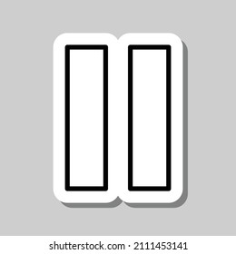 Pause simple icon vector. Flat desing. Sticker with shadow on gray background.ai