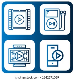 pause simple icons set. Contains such icons as Video player, Mp player, Video, Play button, can be used for web, mobile and logo