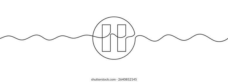 Pause stop icon in continuous line drawing style. Line art of pause button. Vector illustration. Abstract background . EPS 10 .
