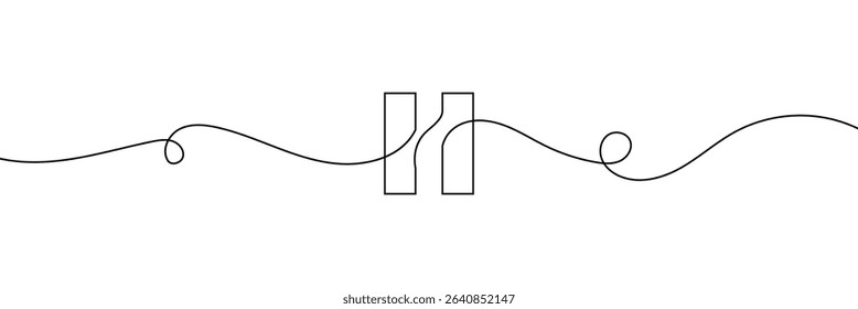 Pause stop icon in continuous line drawing style. Line art of pause button. Vector illustration. Abstract background . EPS 10 .