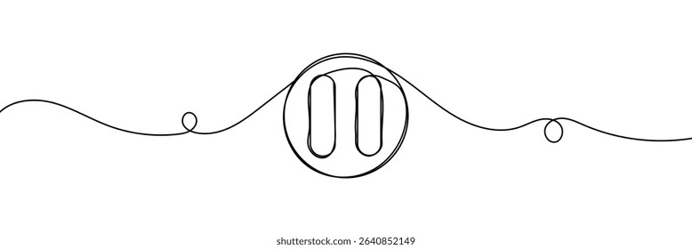 Pause stop icon in continuous line drawing style. Line art of pause button. Vector illustration. Abstract background . EPS 10 .