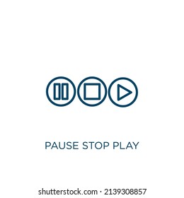 pause stop play icon. Thin linear pause stop play outline icon isolated on white background. Line vector pause stop play sign, symbol for web and mobile