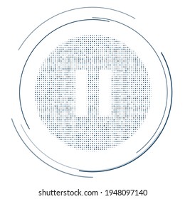 The pause symbol filled with dark blue dots. Pointillism style. Vector illustration on white background