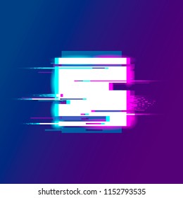 Pause symbol with glitch effect for branding. Distorted Glitch Style. Glow Design for Graphic Design - Banner, Poster, Flyer, Brochure, Card . Vector Illustration.