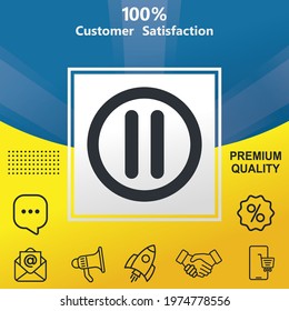 Pause vector glyph color icon. With yellow and blue background option