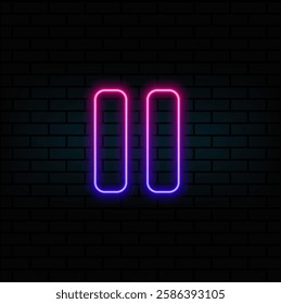Pause. Vector icon. Button. neon style..