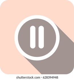 pause vector icon in cream background with long shadow