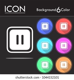Pause vector icon ,media vector icon isolated on six color background.