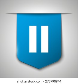 pause vector icon on blue book bookmark