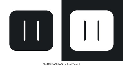 Pause vector icon set in solid black and white color