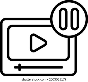 Pausar el diseño del icono de contorno de vídeo
