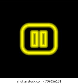 Pause yellow glowing neon ui ux icon. Glowing sign logo vector