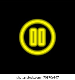 Pause yellow glowing neon ui ux icon. Glowing sign logo vector