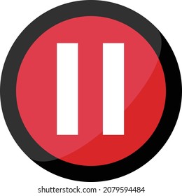 Paused button. Red simple vector.
