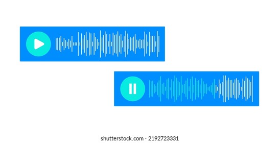 Se detuvo y se reprodujo el mensaje de audio. Iconos de mensajes de voz con grabación de voz y altavoz