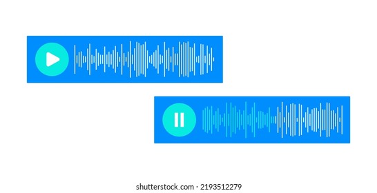 Paused and playing audio message. Voice messages icons with speech recorde and speaker