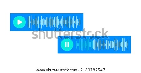 Paused and playing audio message. Voice messages icons with speech recorde and speaker