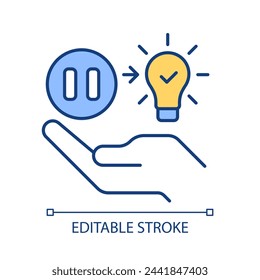 Pauses in brainstorming process RGB color icon. Overcome creative block. Importance of breaks at work. Isolated vector illustration. Simple filled line drawing. Editable stroke. Arial font used