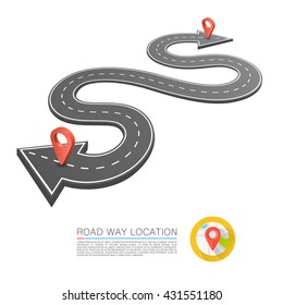 Paved path on the road, Road arrow location, Vector background