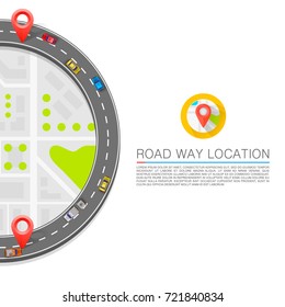 Paved path on the road art. Vector background