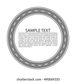 Paved path on the road, circular road, map. Vector background