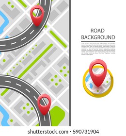 Paved path on the road, circular road. Vector background
