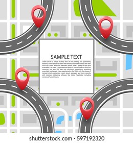 Paved path on the road, circular road. Vector background