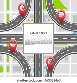 Paved path on the road, circular, straight road. Vector background