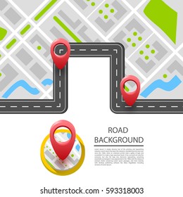 Paved path on the road, road in direction, detour. Vector background
