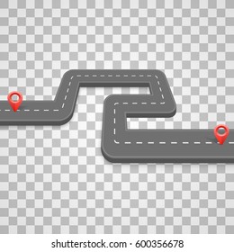 Paved path on the road, road on a transparent background, Vector illustration