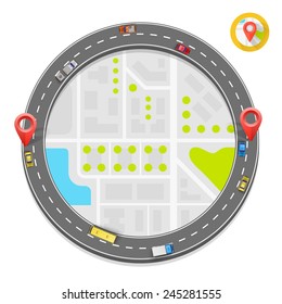 Paved path on the road. Vector background